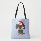 Wirehaired Dachshund Santa Teckel Dog Custom Name Tote Bag (Voorkant)