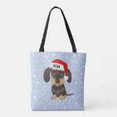 Wirehaired Dachshund Santa Teckel Dog Custom Name Tote Bag (Achterkant)