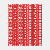 Wirehaired Dachshund Silhouetten Kerstpatroon Fleece Deken (Voorkant)
