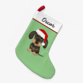 Wirehaired Dachshund Teckel Santa Leuke Hond Kleine Kerstsok (Voorkant (Hangend))
