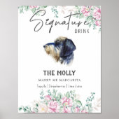 Wirehaired Dachshund Trouwhandtekening Drink Teken Poster (Voorkant)