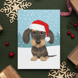 Wirehaired Dachshund Vakantie Schattige Pet Dog Cu Briefkaart