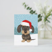 Wirehaired Dachshund Vakantie Schattige Pet Dog Cu Briefkaart (Staand voorkant)