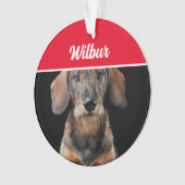 Wirehaired Dachshund with Name and Photo Christmas Ornament (voorkant)