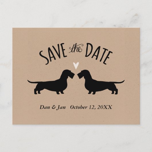Wirehaired Dachshunds Bruiloft Save the Date Aankondigingskaart (Voorkant)