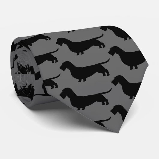 Wirehaired Dachshunds Pattern Wiener Hondenliefheb Stropdas (Opgerold)