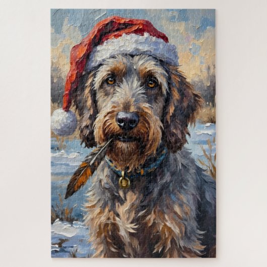 Wirehaired Griffon Rustic Winter Hunt Hat Legpuzzel (Verticaal)
