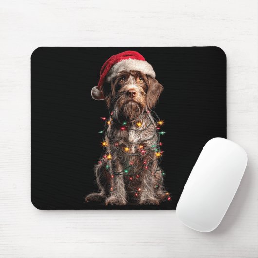 Wirehaired Inting Griffon Christmas Graphics Dog L Muismat (Met muis)