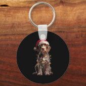 Wirehaired Inting Griffon Christmas Graphics Dog L Sleutelhanger (Voorkant)