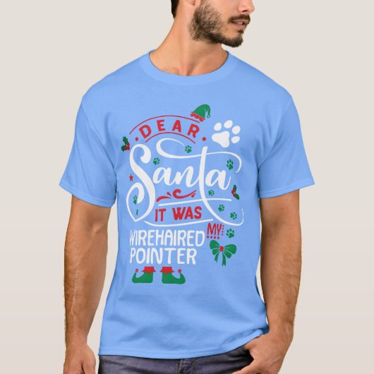 Wirehaired Pointer Dog Christmas Hondenras vintage T-shirt (Voorkant)