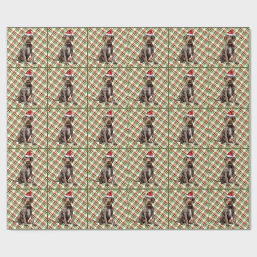 Wirehaired Pointer Dog Holiday Plaid Christmas Cadeaupapier (Vlak)