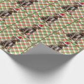 Wirehaired Pointer Dog Holiday Plaid Christmas Cadeaupapier (Hoek)