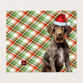 Wirehaired Pointer Dog Holiday Red Plaid Kerstmis Kaart (Buitenkant ongevouwen)