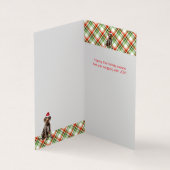 Wirehaired Pointer Dog Holiday Red Plaid Kerstmis Kaart (Binnen)