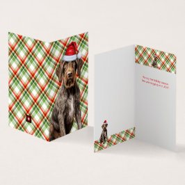 Wirehaired Pointer Dog Holiday Red Plaid Kerstmis Kaart