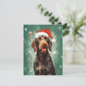 Wirehaired Pointer Kerstborstel schilderen artwor Feestdagenkaart (Staand voorkant)