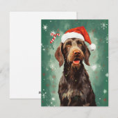 Wirehaired Pointer Kerstborstel schilderen artwor Feestdagenkaart (Voorkant / Achterkant)