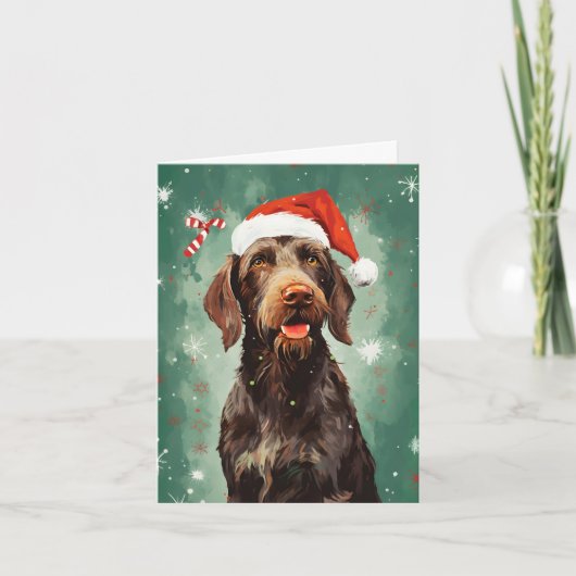 Wirehaired Pointer Kerstborstel schilderen artwor Kaart (Voorkant)