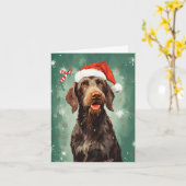 Wirehaired Pointer Kerstborstel schilderen artwor Kaart (Gele Bloem)