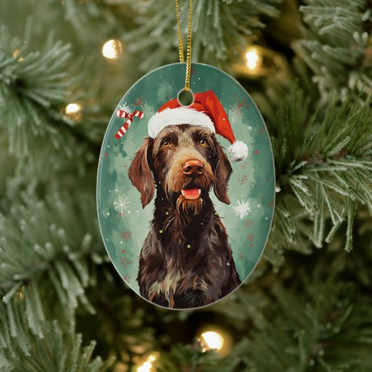 Wirehaired Pointer Kerstborstel schilderen artwor Keramisch Ornament (Boom)