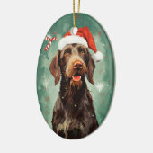 Wirehaired Pointer Kerstborstel schilderen artwor Keramisch Ornament (Links)