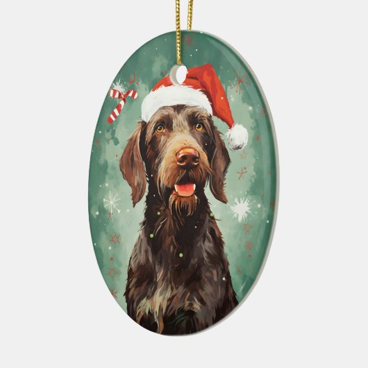 Wirehaired Pointer Kerstborstel schilderen artwor Keramisch Ornament (Links)