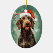 Wirehaired Pointer Kerstborstel schilderen artwor Keramisch Ornament (Voorkant)