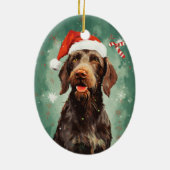 Wirehaired Pointer Kerstborstel schilderen artwor Keramisch Ornament (Achterkant)