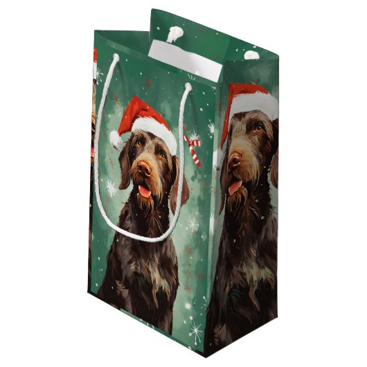 Wirehaired Pointer Kerstborstel schilderen artwor Klein Cadeauzakje (Achterkant Gekanteld)