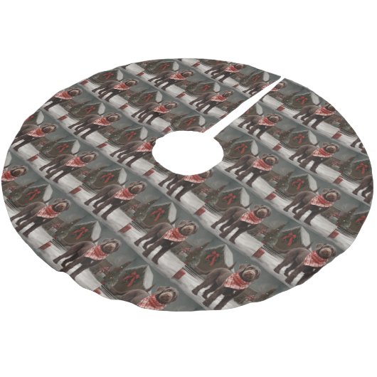 Wirehaired Pointing Dog in Sneeuw Kerstmis Kerstboom Rok (Gekanteld)