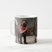 Wirehaired Pointing Dog in Sneeuw Kerstmis Koffiemok (Voorkant links)