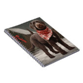 Wirehaired Pointing Dog in Sneeuw Kerstmis Notitieboek (Rechterzijde)