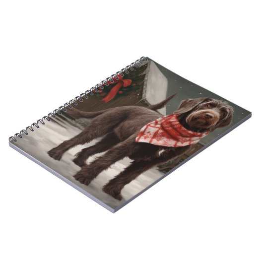 Wirehaired Pointing Dog in Sneeuw Kerstmis Notitieboek (Linkerzijde)