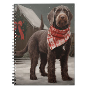 Wirehaired Pointing Dog in Sneeuw Kerstmis Notitieboek