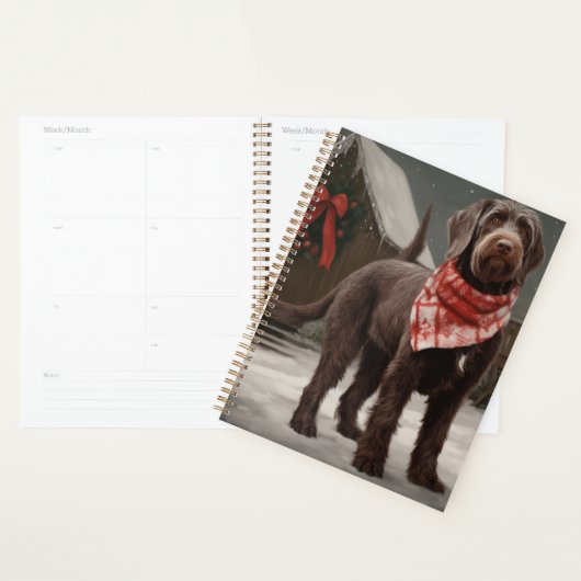 Wirehaired Pointing Dog in Sneeuw Kerstmis Planner (Display)