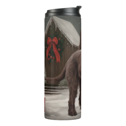 Wirehaired Pointing Dog in Sneeuw Kerstmis Thermosbeker (Gedraaid links)
