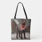 Wirehaired Pointing Dog in Sneeuw Kerstmis Tote Bag (Achterkant)