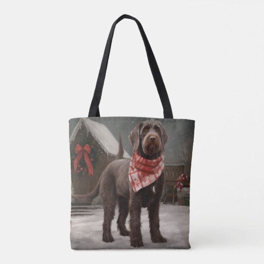 Wirehaired Pointing Dog in Sneeuw Kerstmis Tote Bag (Achterkant)