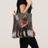 Wirehaired Pointing Dog in Sneeuw Kerstmis Tote Bag (Dichtbij)