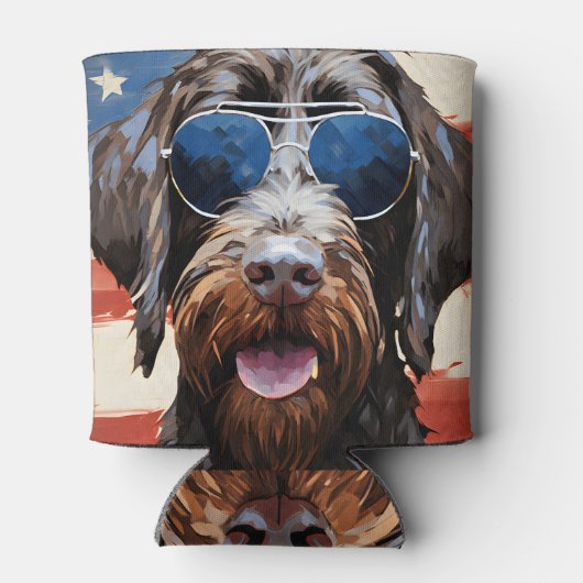 Wirehaired Pointing Griffon 4th of July Independen Blikjeskoeler (Achterkant)