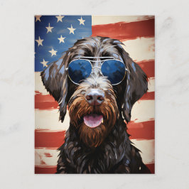 Wirehaired Pointing Griffon 4th of July Independen Briefkaart