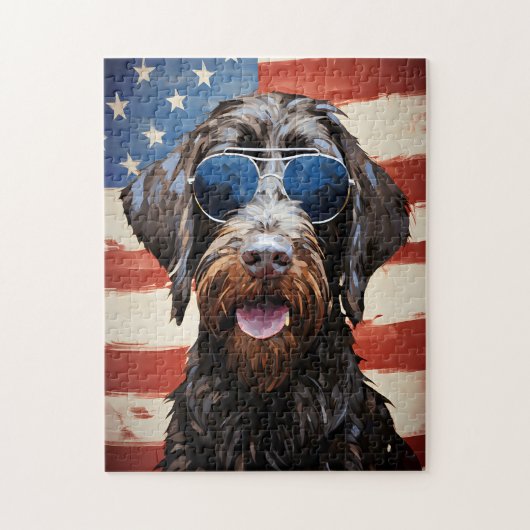 Wirehaired Pointing Griffon 4th of July Independen Legpuzzel (Verticaal)