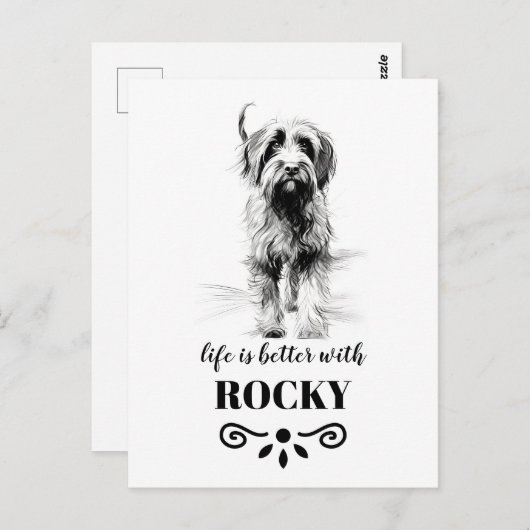 Wirehaired Pointing Griffon Aangepaste hondennaam Briefkaart (Voorkant / Achterkant)