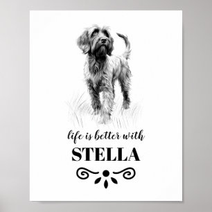 Wirehaired Pointing Griffon Aangepaste hondennaam Poster