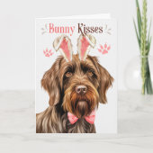 Wirehaired Pointing Griffon Bunny Oren voor Pasen Feestdagen Kaart (Voorkant)