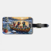 Wirehaired Pointing Griffon Christmas Boat Holiday Bagagelabel (Achterkant horizontaal)