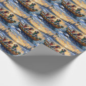 Wirehaired Pointing Griffon Christmas Boat Holiday Cadeaupapier (Hoek)