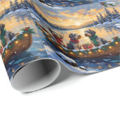 Wirehaired Pointing Griffon Christmas Boat Holiday Cadeaupapier (Rol Hoek)