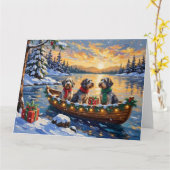 Wirehaired Pointing Griffon Christmas Boat Holiday Kaart (Gele Bloem)