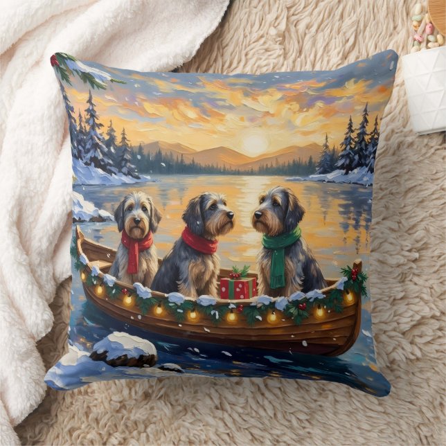 Wirehaired Pointing Griffon Christmas Boat Holiday Kussen (Deken)